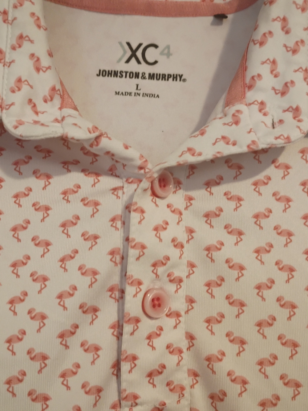Johnston & Murphy XC4 Men’s Pink Flamingo Print Performance Polo Shirt